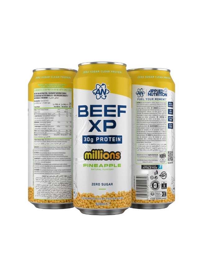 Applied Nutrition Beef-XP Clear Protein Drink, Millions Pineapple Flavor, Ready-to-Drink, Dairy-Free, 500ml, Pack of 12 - Image 3